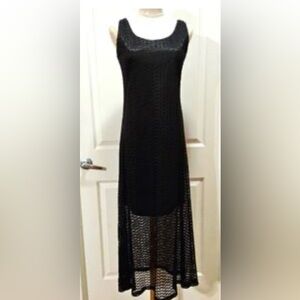 EUC‎ Baciano Lace Overlay Maxi Sleeveless Black Dress